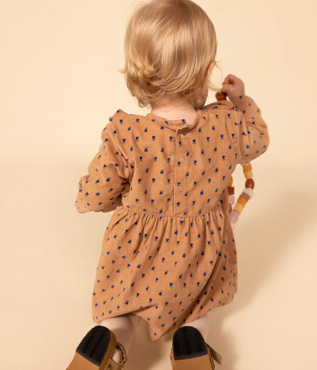 Babyjurkje met lange mouwen van fluweel roze/multicouleur
