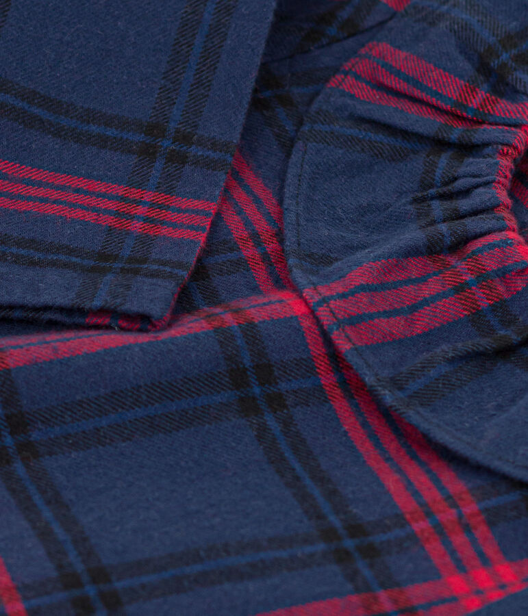 Blouse manches longues en flanelle b&eacute;b&eacute; bleu/multicouleur