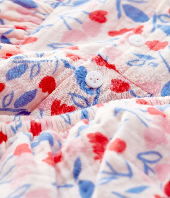 Robe sans manches fleurie avec bloomer bébé fille en tissu couche en coton biologique rose FLEUR/blanc MULTICO
