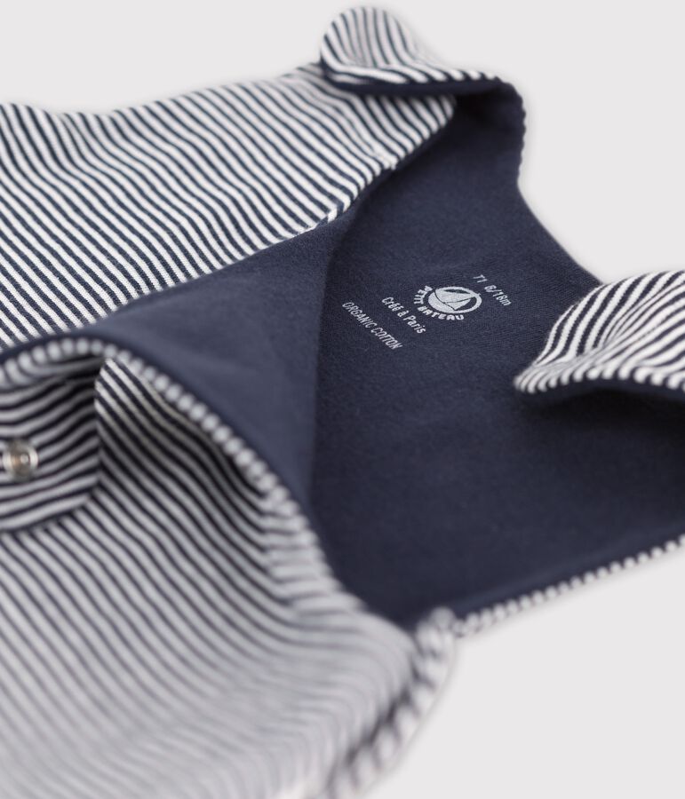 Babytrappelzakje in licht katoen blauw/wit