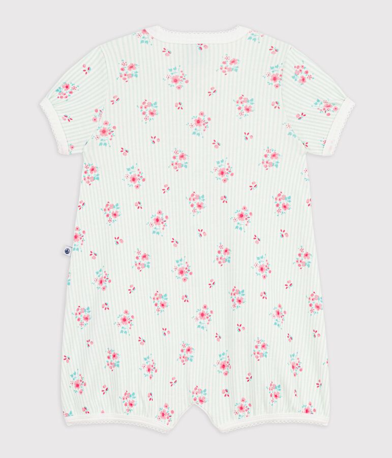 Kort babypakje van katoen met met bloemenprint wit/multicouleur