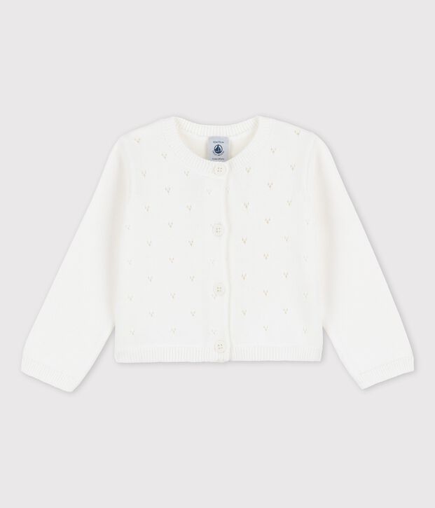 Babycardigan in verfijnd tricot wit