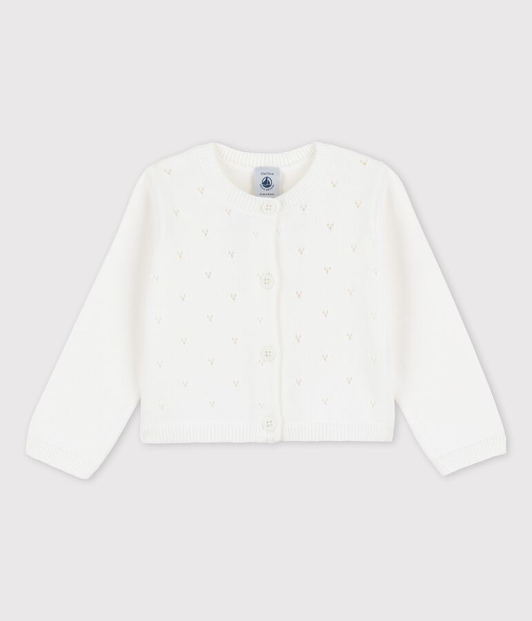 Babycardigan in verfijnd tricot wit MARSHMALLOW