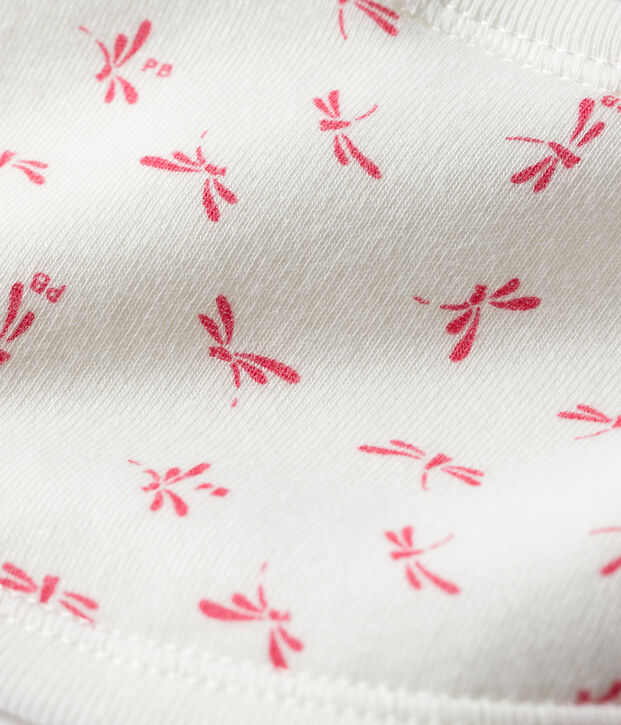 Babyslabbetje van ribtricot wit/roze