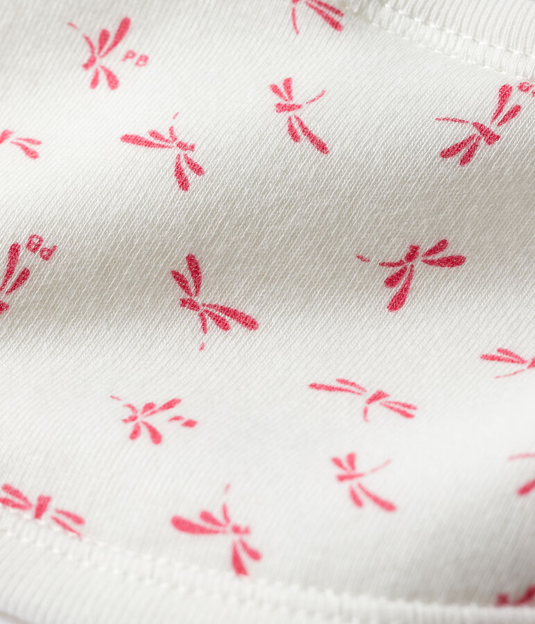 Babyslabbetje van ribtricot wit MARSHMALLOW/roze GROSEILLER