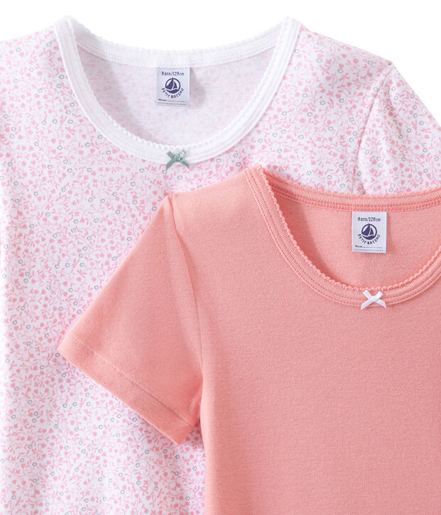 Lot de 2 t-shirts fille manches courtes blanc