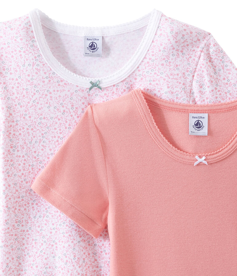 Lot de 2 t-shirts fille manches courtes blanc