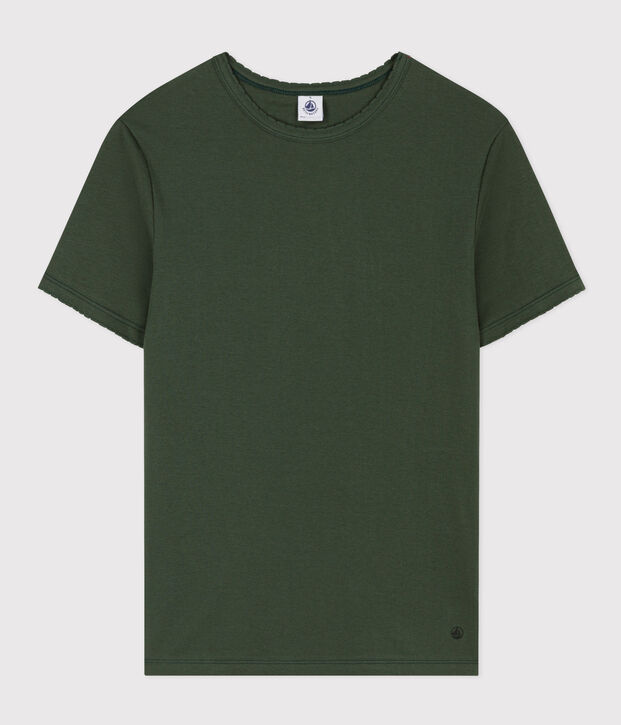 L'ICONIQUE, T-shirt voor dames met cocottesteek in katoen groen