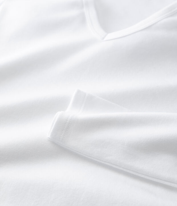 Iconisch katoenen Dames T-shirt met V-hals wit