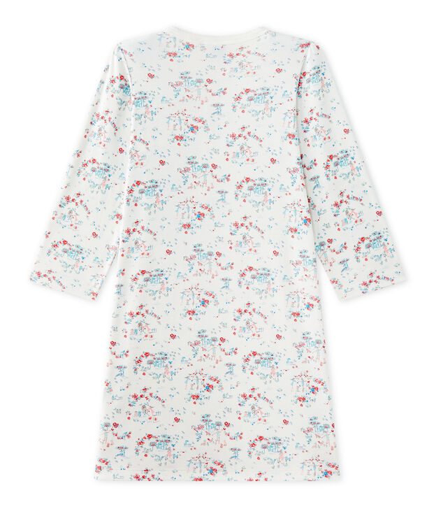 Chemise de nuit fille imprim&eacute;e blanc/multicouleur