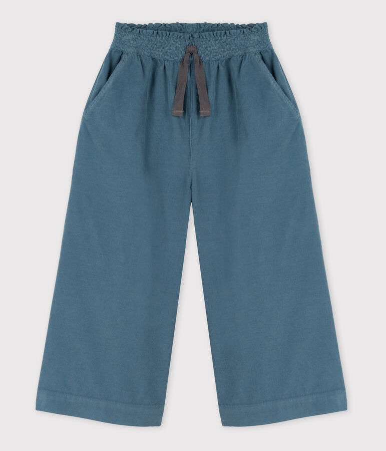 Fijne fluwelen meisjesbroek met wijde pijpen blauw