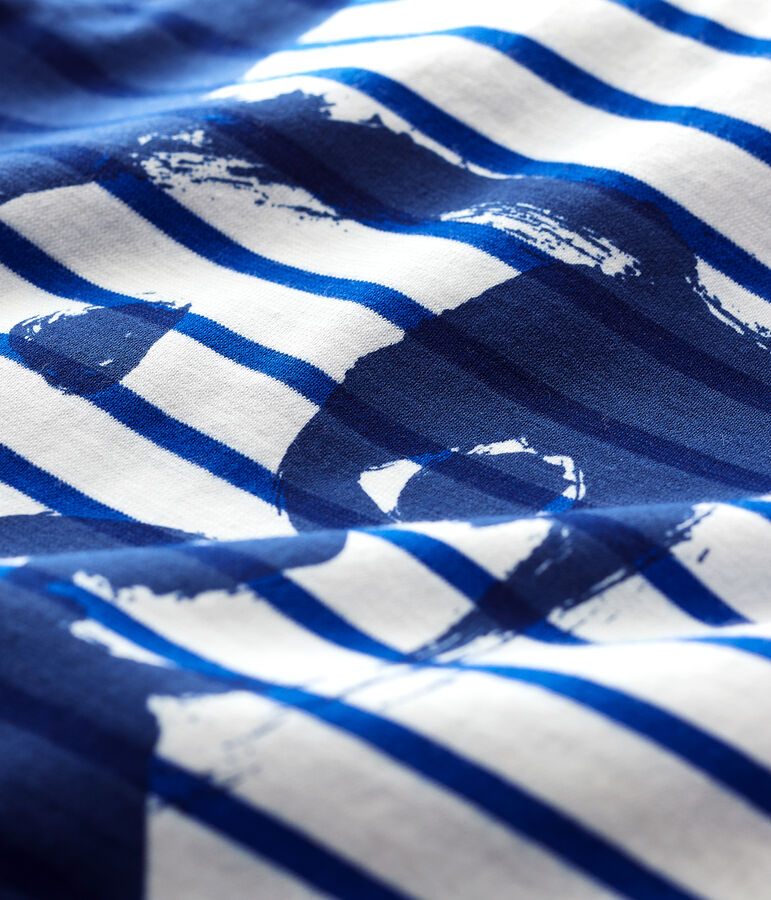 Creatieve jersey marini&egrave;re voor babyjongens wit/blauw