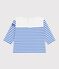 Katoenen baby-T-shirt met lange mouwen en matrozenstreepje wit MARSHMALLOW/blauw PERSE