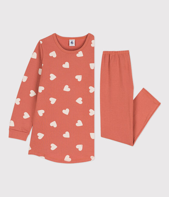 Chemise de nuit et legging cœur petite fille en molleton et en coton BRANDY/ AVALANCHE