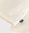Babyvestje met overslag in ajourtricot van wol en katoen wit MARSHMALLOW