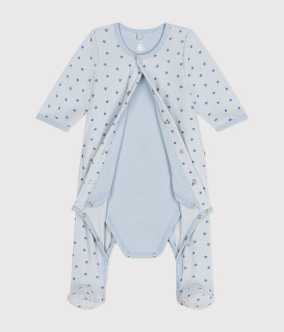 Fluwelen bodypyjama met sterretjes voor baby's blauw GOMME/ BEACH
