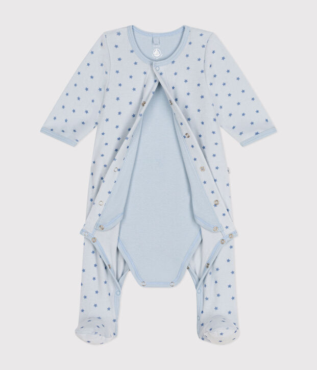 Fluwelen bodypyjama met sterretjes voor baby's blauw/blauw