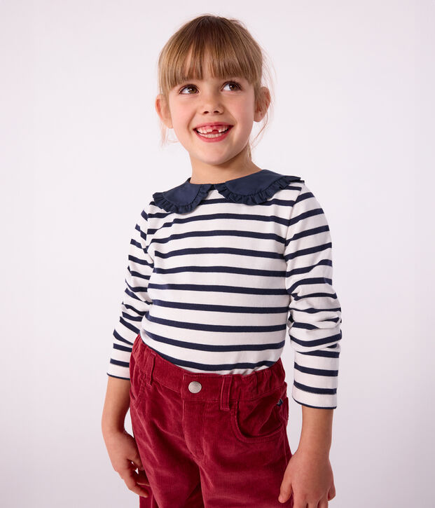 Katoenen marinetruitje voor kinderen wit/blauw
