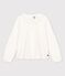 Tee-shirt manches longues en coton enfant fille blanc MARSHMALLOW