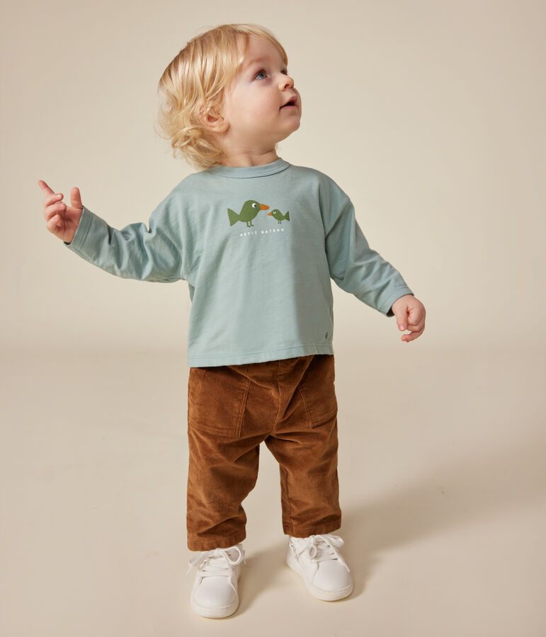 T-shirt van dunne jersey met lange mouw voor baby's groen PAUL