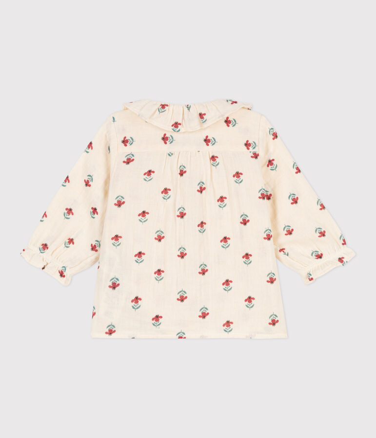 Blouse imprim&eacute;e en gaze de coton b&eacute;b&eacute; &eacute;cru/multicouleur