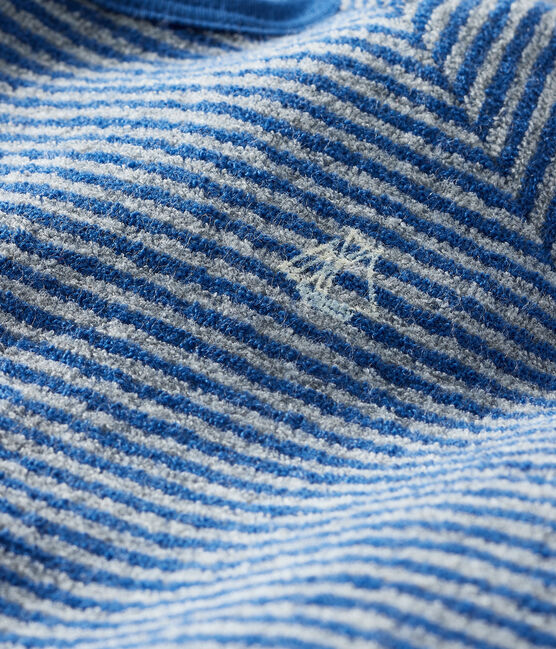 Slaappakje babyjongen van extra warme geruwde bouclébadstof. blauw MAJOR/grijs SUBWAY