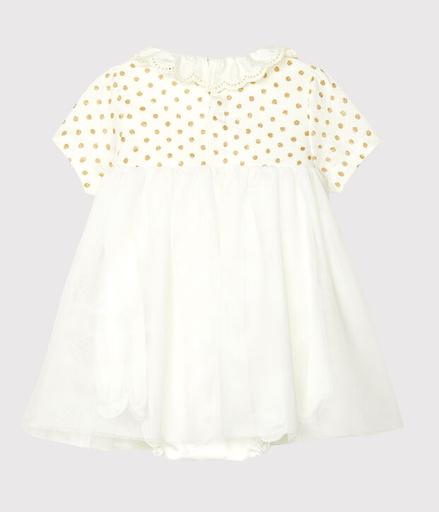 Bodyjurk van katoenlinnen babymeisje wit/geel