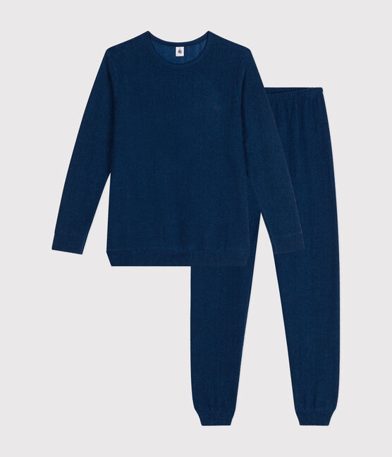Pyjama uni en bouclette éponge grattée junior bleu INCOGNITO
