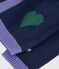 Babyvestje van gebreide wol en katoen met ingeweven hartjesmotief blauw/multicouleur