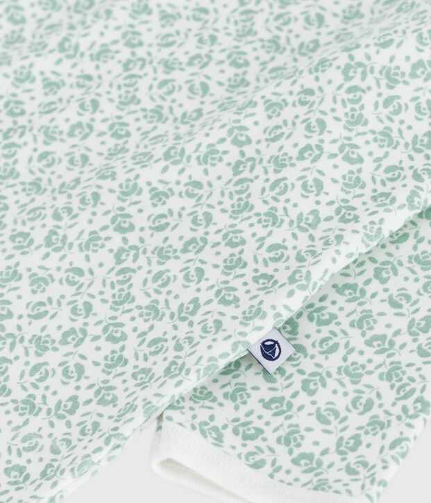 Katoenen babypyjama met bloemenprint wit/groen
