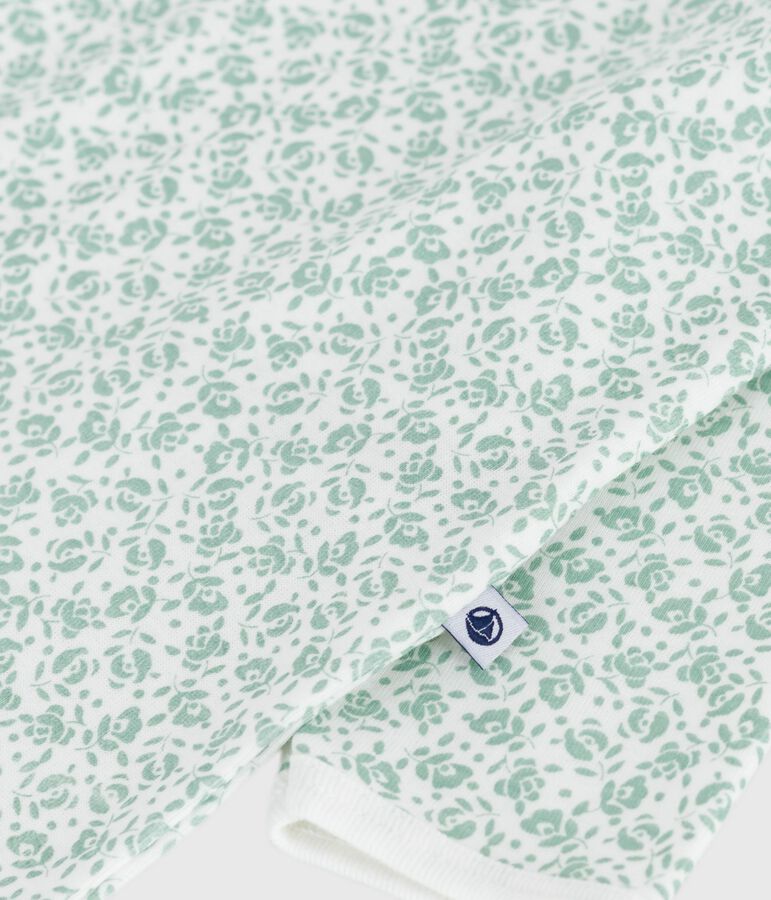 Katoenen babypyjama met bloemenprint wit/groen