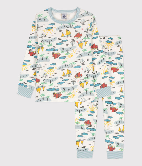Pyjama explorateur en coton enfant blanc MARSHMALLOW/blanc MULTICO
