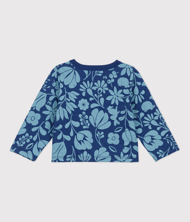 Cardigan b&eacute;b&eacute; imprim&eacute; en tubique matelass&eacute; bleu/bleu