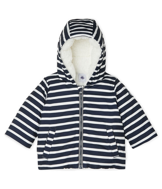Doudoune bébé garçon rayée bleu SMOKING/blanc MARSHMALLOW