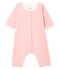 Bodyjama zonder voetjes babymeisje van gebreide stof roze CHARME/wit MARSHMALLOW