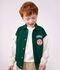 Veste teddy enfant en coton uni colorblock vert/beige