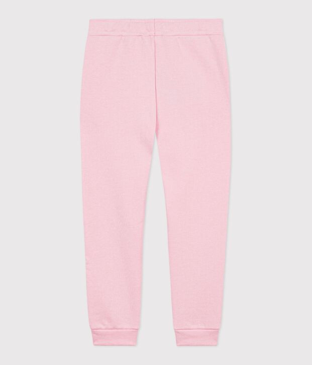 Pantalon de jogging enfant en coton uni rose clair