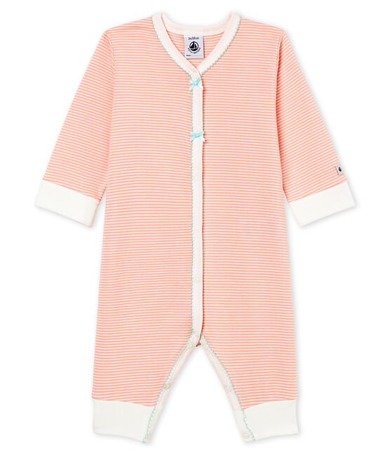 Pyjama van ribstof voor babymeisjes roze ROSAKO/wit MARSHMALLOW