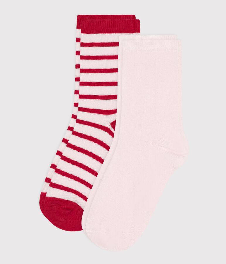 2 paires de chaussettes enfant fille en coton &agrave; rayures variante 1