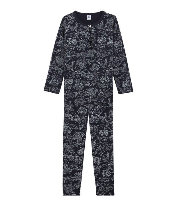 Meisjespyjama blauw/wit