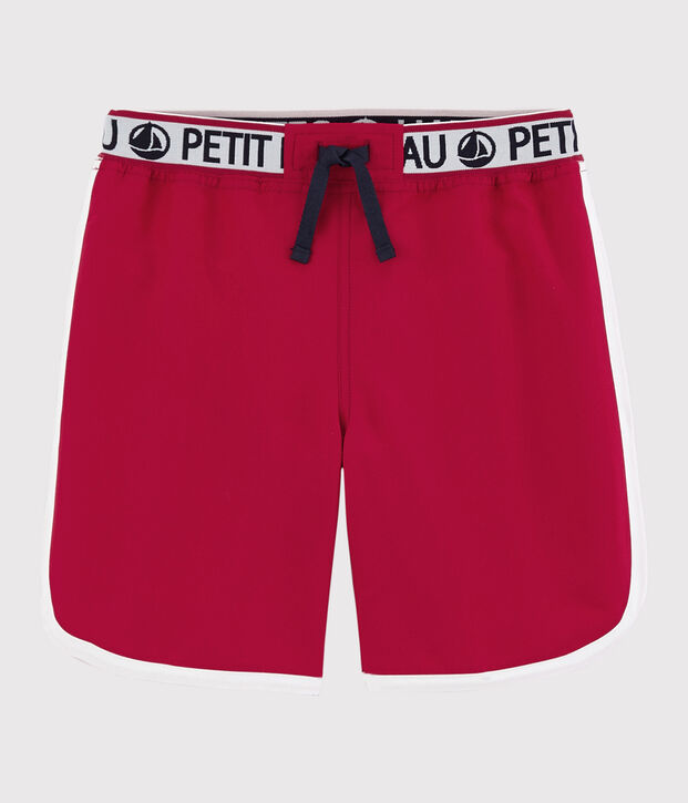 Short de bain recycl&eacute; enfant gar&ccedil;on rouge