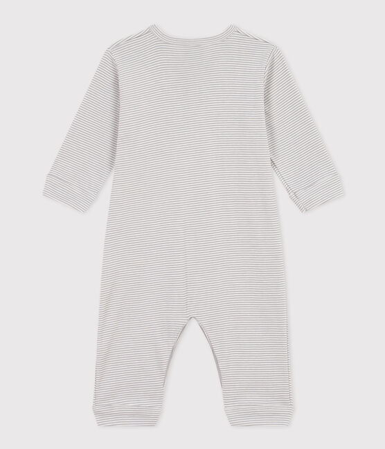 Pyjama bébé sans pieds milleraies en coton PIGEON/ MARSHMALLOW