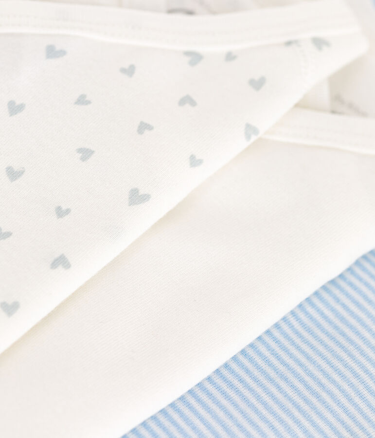 Lot de 3 bodies crois&eacute;s manches longues en coton imprim&eacute; b&eacute;b&eacute; multicouleur