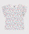 Teeshirt enfant en coton manches courtes fleuri blanc MARSHMALLOW/blanc MULTICO