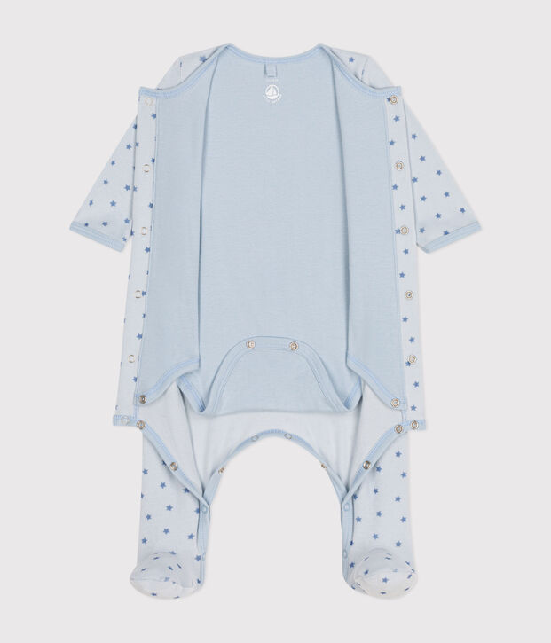 Fluwelen bodypyjama met sterretjes voor baby's blauw/blauw