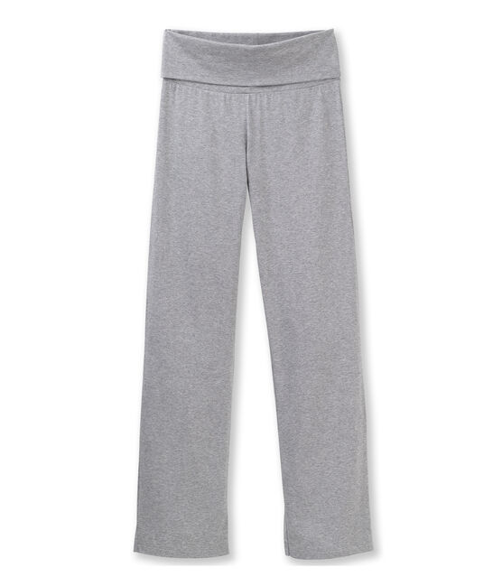 Damesjoggingbroek in effen lycrajersey grijs POUSSIERE CHINE