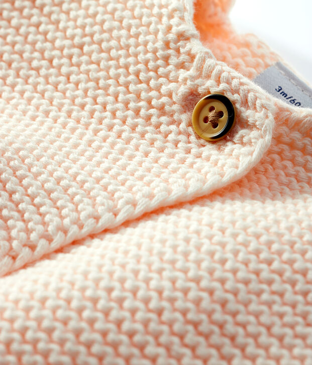 Cardigan en tricot de coton biologique b&eacute;b&eacute; rose clair