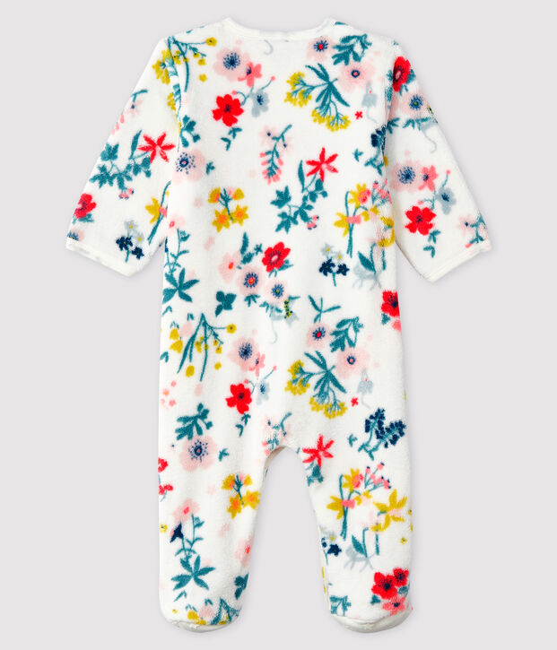 Surpyjama &agrave; imprim&eacute; fleuri b&eacute;b&eacute; fille en polaire blanc/multicouleur