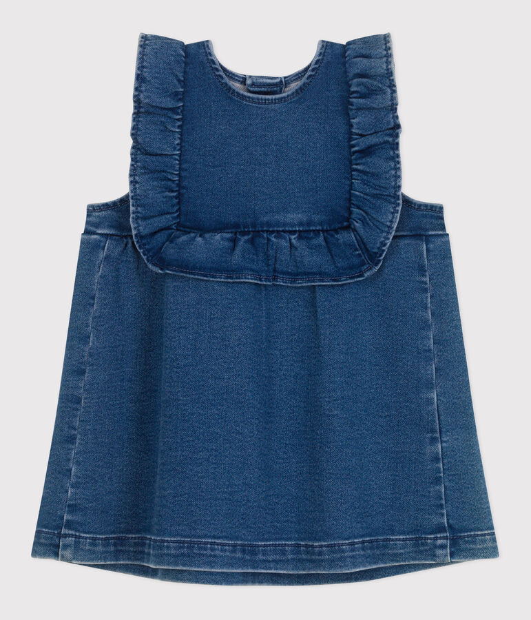 Robe b&eacute;b&eacute; en jean sans manches bleu