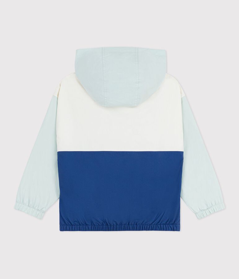 Windjack met opvouwbare capuchon voor kinderen ecru/multicouleur